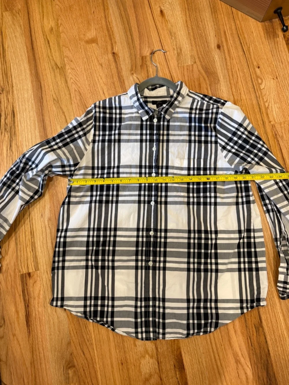 J. Crew Black White Plaid Relaxed Button Up Shirt Size XL